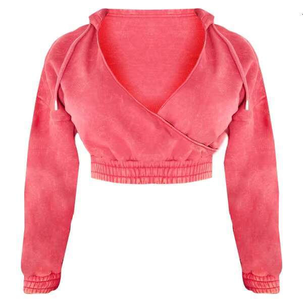 Custom Y2k Streetwear Sexy Women 80% Cotton 20% Polyester French Terry Pullover Cropped Washed Faded Hoodie