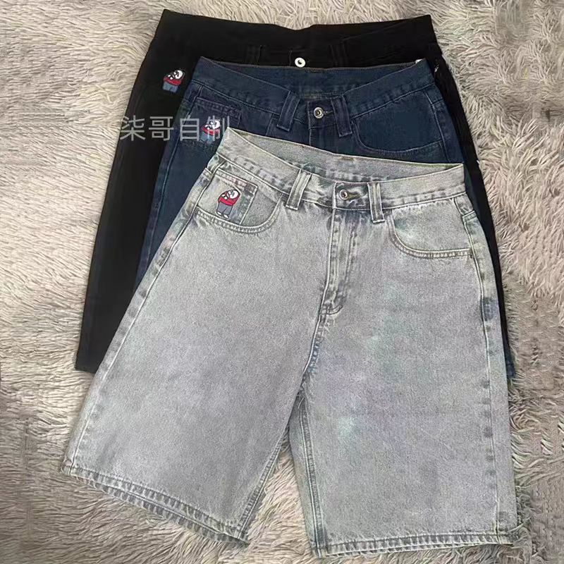 Men's Jeans Streetwear Polar Big Boy Y2K Harajuku Hip Hop Cartoon Embroidery Retro Blue Baggy Pants Mens Womens Wide Leg Trouser