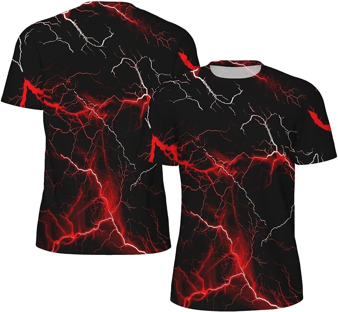 Mens T shirt Men's Novelty T-Shirts Graphic 3D Print Short Sleeve Summer T-Shirt Lightning Red tee Casual tops summer clothes