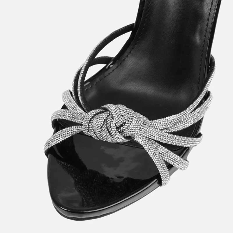 Likes 2025 New Arrival Jewelry Crystal Narrow Band Womens Sandals Summer Party Wedding Prom Shoes Platform Open Toe High HeelsXJ2500305