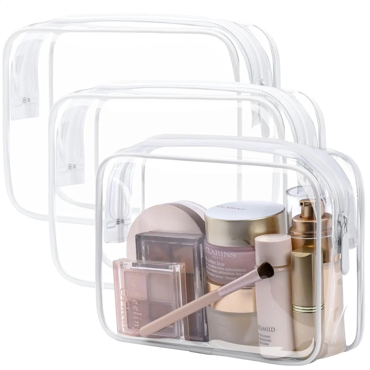 Ship from US 3 Pack TSA Approved Toiletry Bag Quart Size Travel Makeup Cosmetic for Women Men Carry on Airport Airline Compliant 250305FBB