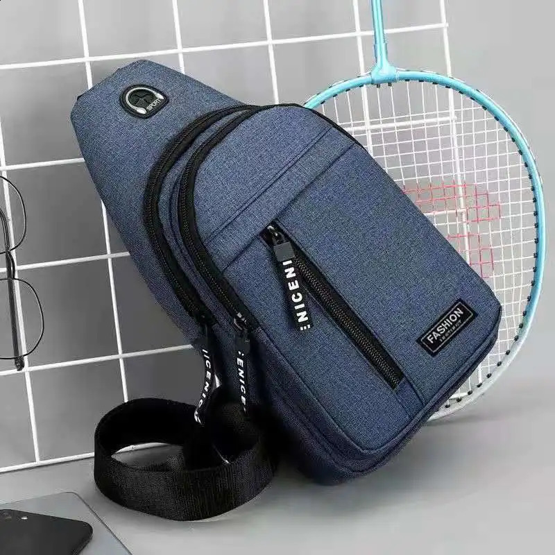 Business Mens Chest Bag Shoulder Messenger Casual Canvas Travel Waist Multifunctional Waterproof Storage 250227