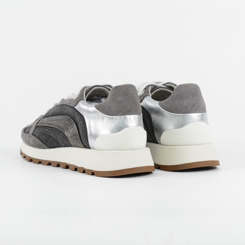 2025 new leather round toe cow suede breathable thick sole lace up color blocked dad BC casual sports shoes for women