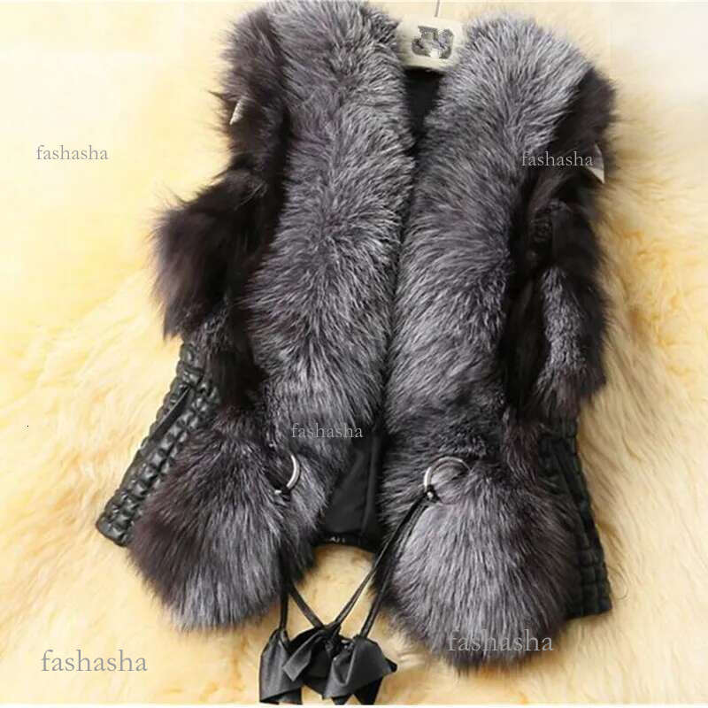 2018 New Fashion Spring Winter Leather Fur Vest Plus Size 6Xl Casual Women Coat Sleeveless Warm Autumn Fur Vest Outerwear