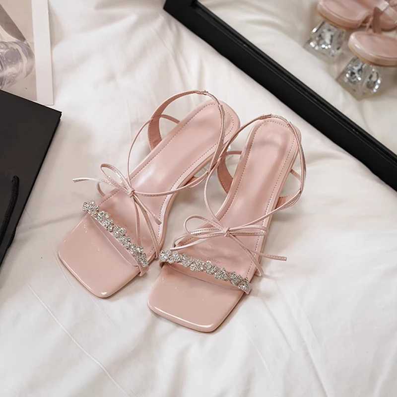 Luxury Crystal Bowknot Slingback Sandals Woman Elegant Clear Jewelry Heel Sandals Ladies Bling Rhine Strappy Dress ShoesXJ2500305