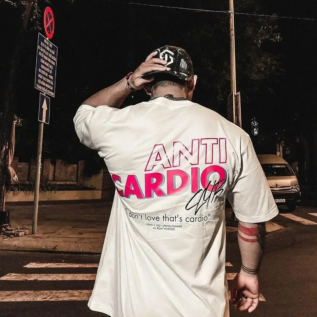 ANTI CARDIO Mens Tshirt Summer Casual Short Sleeves Cotton T Shirt Gym Male Training Workout Tee Tops Fashion Womens 2023 250305