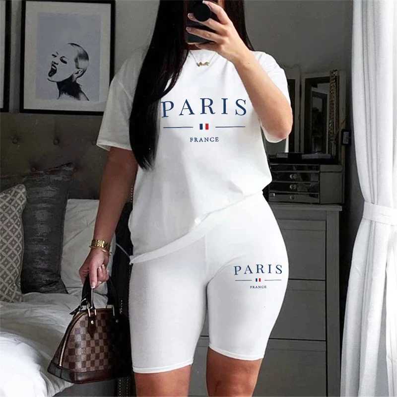 Womens Tracksuit Casual Two Piece Set for Short Slve Daily Summer Woman Clothing Shorts T-Shirts O-Neck Matching Sets Womens X250305