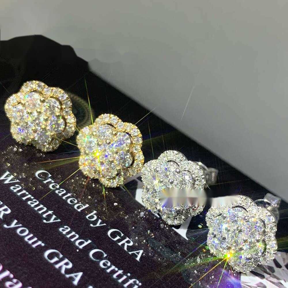 Hot Wholesale Unique Small Fancy Shiny 10K Real Gold Diamond Moissanite Stud Earrings For Men
