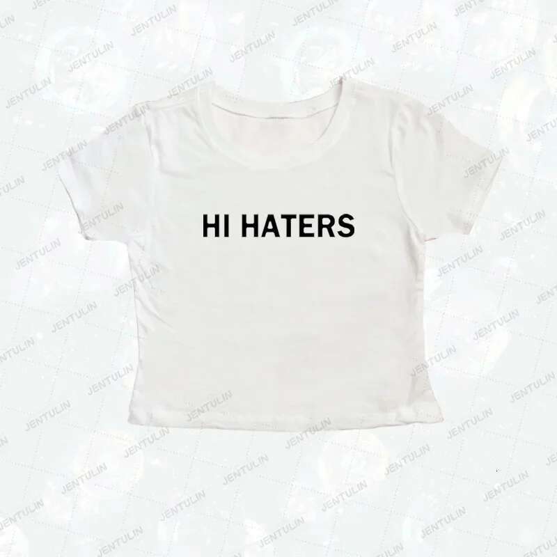 Gothic T-shirt with Hi Haters letters, sexy High Street T-shirts, Harajuku short top, high moulding, grunge, skinny, fresh, Y-Y2k
