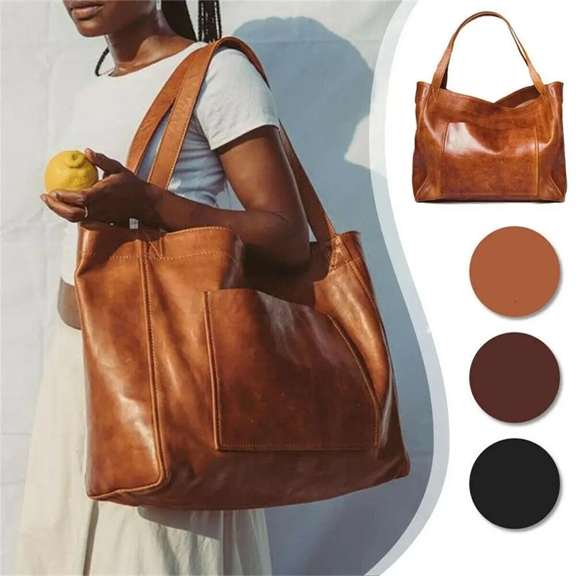 Women Vintage Weekender Soft Leather Oversized Shoulder Bag Large Tote Handbags Fashion Portable Outdoor Travel Bags 250305ww