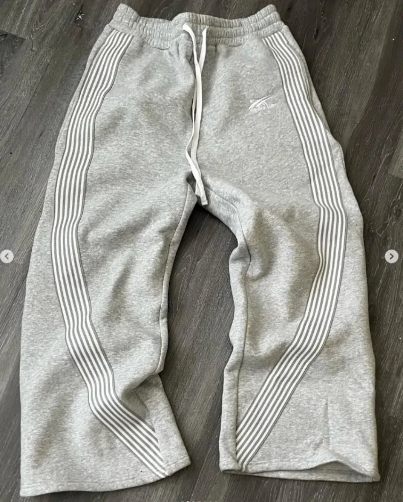 Y2K Summer Side Striped Casual Pants High Street Wide Leg Straight Pants Unisex Sports Casual Elastic Waist Drawstring Pants INS 250304