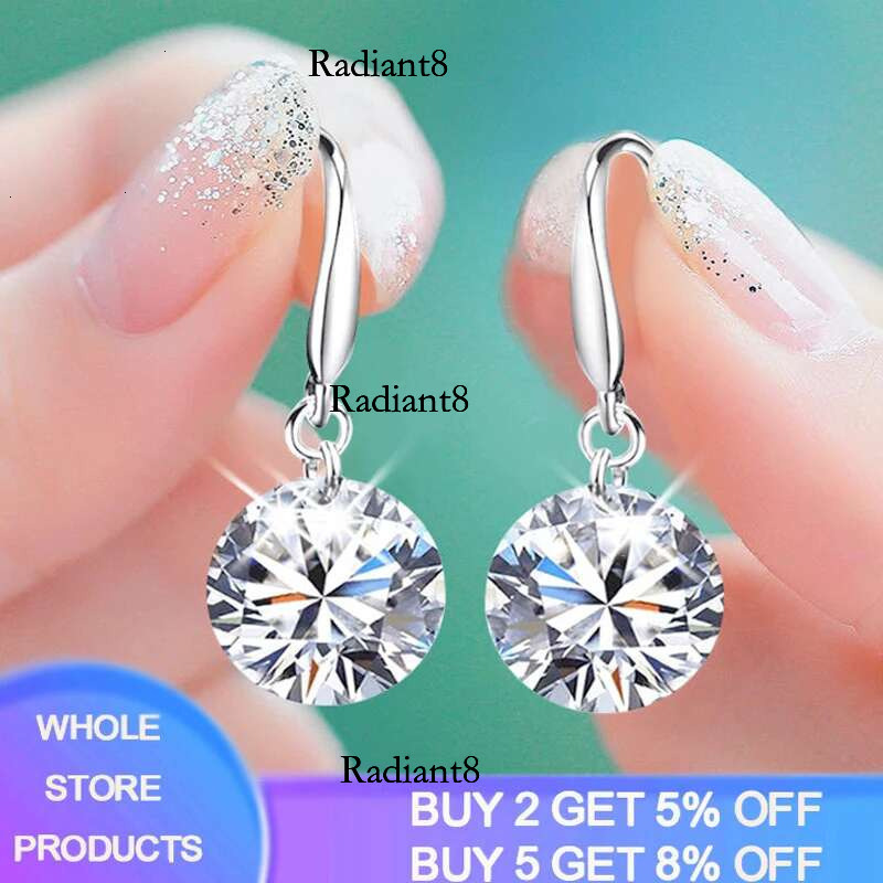 1 Carat Moissanite Women Sterg Sier Drop 14k White Gold Plated Copy Dia Pendant Earrings Jewelry