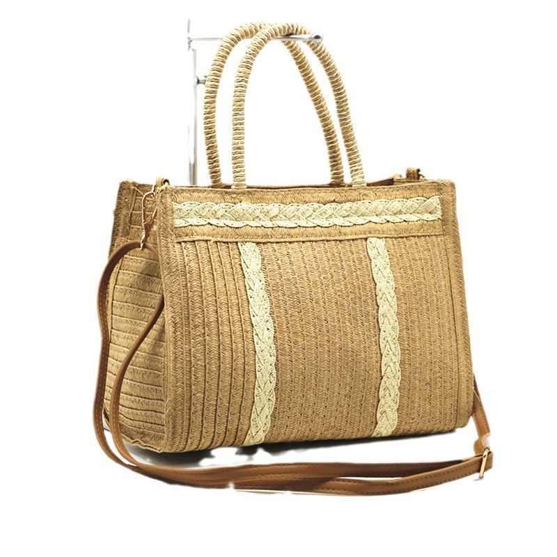 Woven Diagonal Cross Bag, Women's Grass Woven Bag, Hand-held Beach Bag, Rice Camel Bag 250315