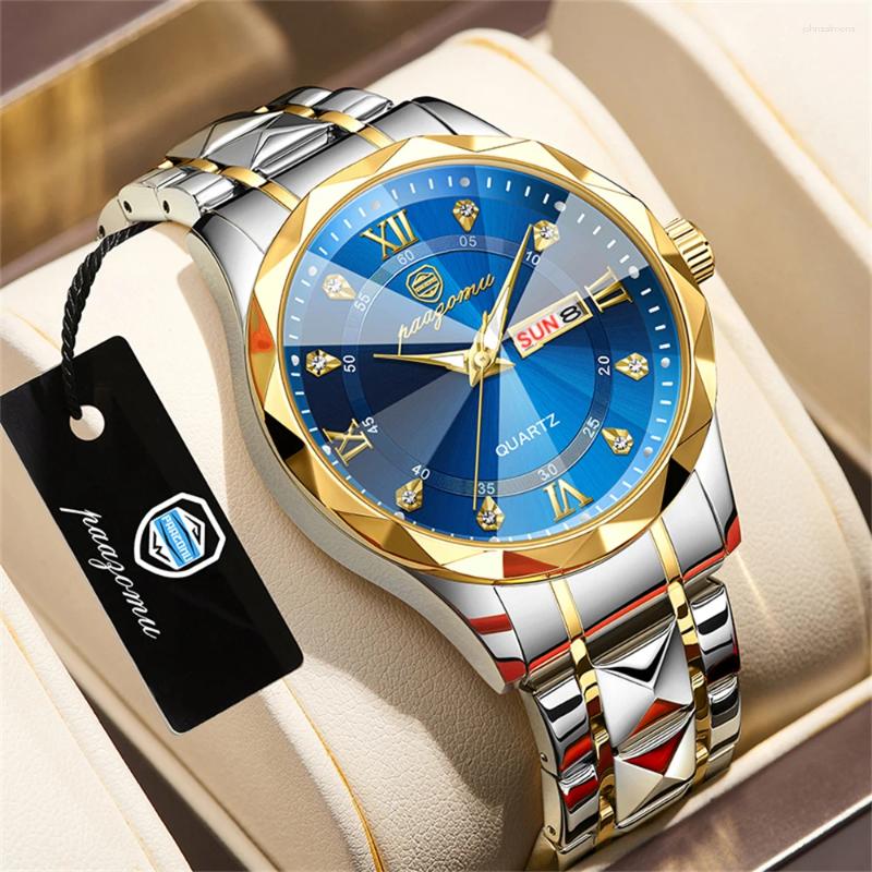 Wristwatches PENGAGAR Luxury Men Watches Business Top Brand Man Wristwatch Waterproof Luminous Date Week Quartz Men's Watch High Quality Box