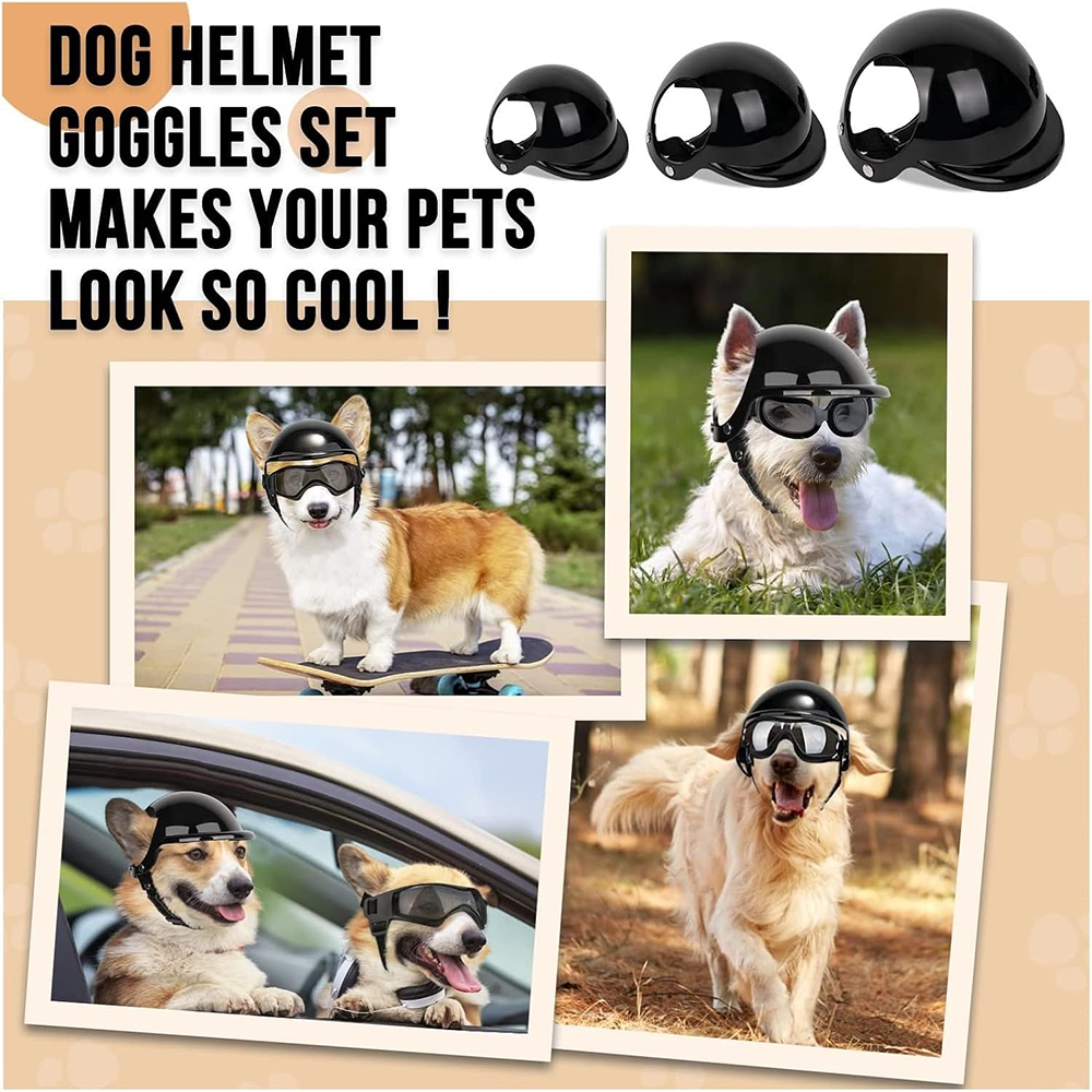 Dog Helmet Motorcycle Helmet with Ear Holes, Dog Safety Hat with Adjustable Strap for Small Large DOG Outdoor Driving Riding