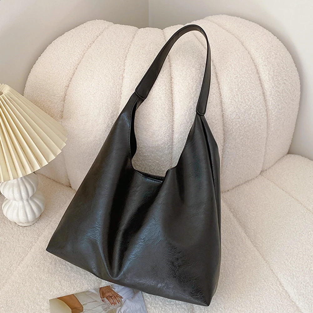 Ship from US Womens Black Roomy Hobos Handbag Serviceable Pu Leather Large Female Shoulder Bag Ladies Casual Shopper Crossbody Bags 250304FBB