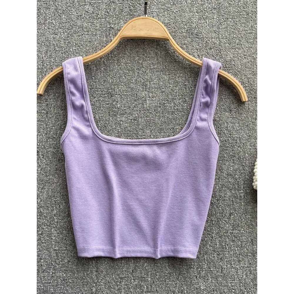 Women Tank Sexy Backless Y2k Slim Fit Bottoming Blouse Solid Crop Top Sleeveless Camis Mujer KLMY