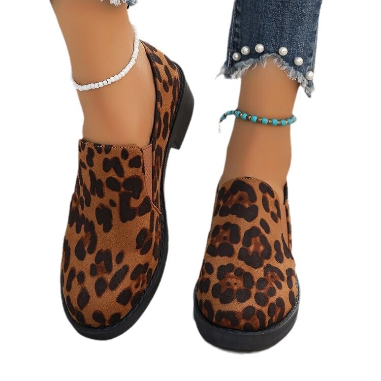 Large leopard print square heel pointed fashion single shoe 2025 spring new style for women's outerwear ddmykukumalu