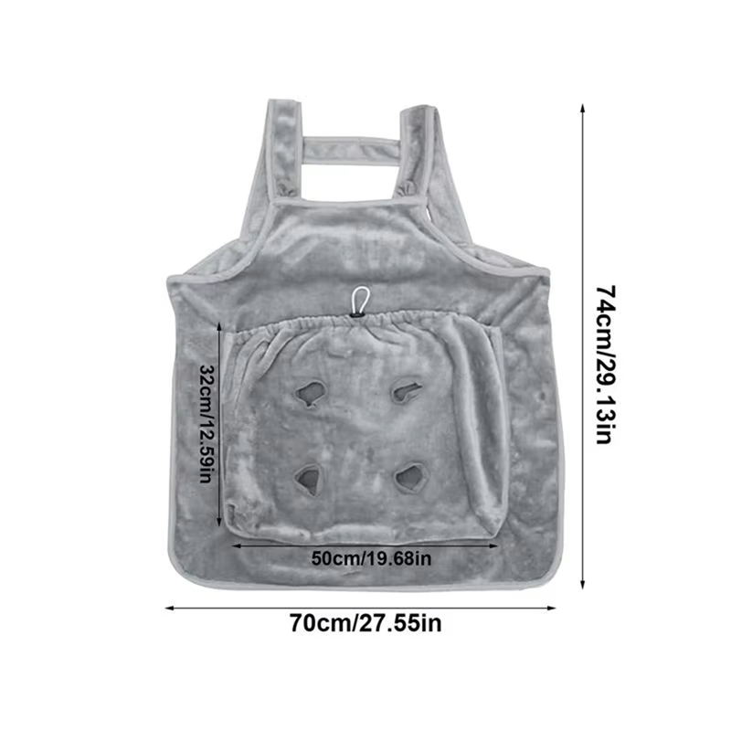 AT02-Cat Carrier Apron With Holes Outdoor Travel Small Cat Dogs Hanging Chest Bag Sleeping Pocket Winter Plush Pets Carrier