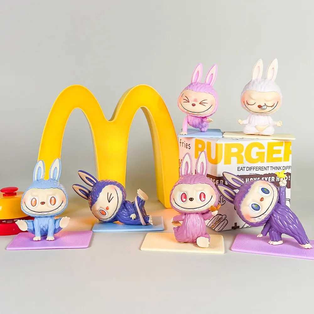 Labubu - Lazy Yoga Blind Box Mysterious Surprise Character Linda PVC Model Series Divination DollDecorative Toys Real GiftsT250305