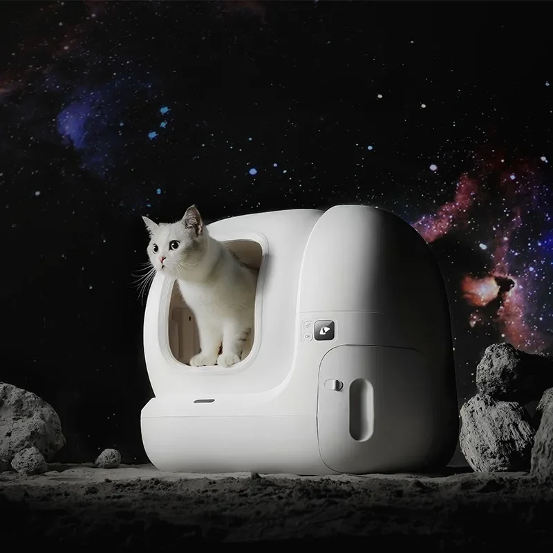 White Intelligent Automatic Cat Toilet Wifi Smart Pet Cat Toilet Automatic Cat Lit-ter Box
