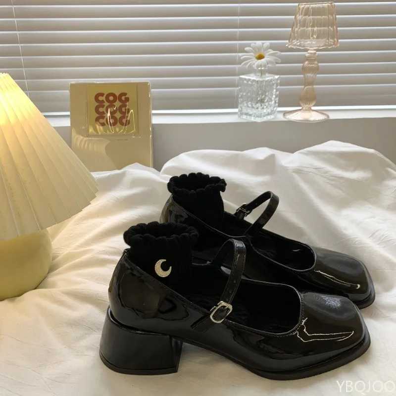 Spring Temperament New Wens High H Mary Jane Shoes French Elegance with H Wens Single Shoes Daily Solid Color Y250304