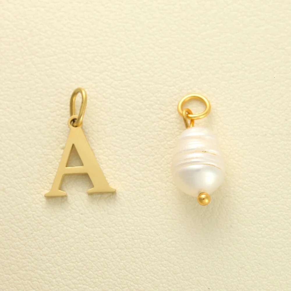 Golded Choker Stainless Steel DIY Necklaces Women Necklace Spring Buckle Chain Initial Letter Pearl Pendant Women's Jewelry Gift