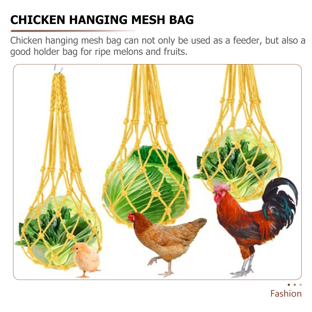 Hen Feeding Net Poultry Feeder Bags Chicken Basket Bird Fruit Nylon Veggie Toys