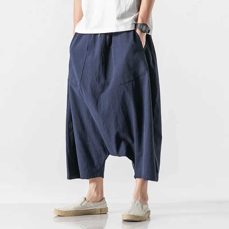 Summer New Casual Fashion Tooling Shorts Mens Wide-leg Pants Over The Knee Eight-point PantsXJ250304