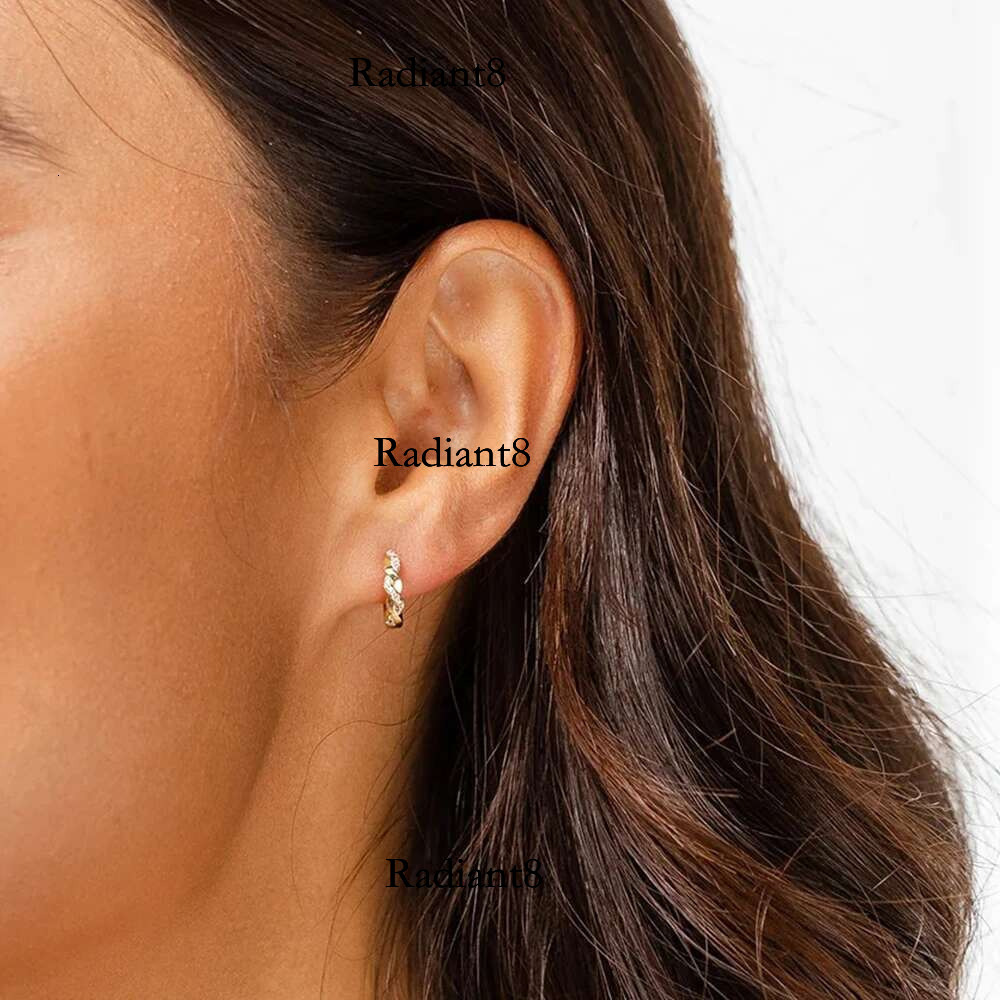 ROXI Sterg Sier 1Pair Wave Cross Hoop Earrings For Women Moissanite shining dia 3 Styles Earring Ear Buckle Party