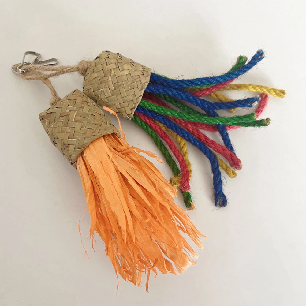 Eco-Friendly Multi-Colored Rattan Hangable Perch - Perfect Interactive Playtime Tool