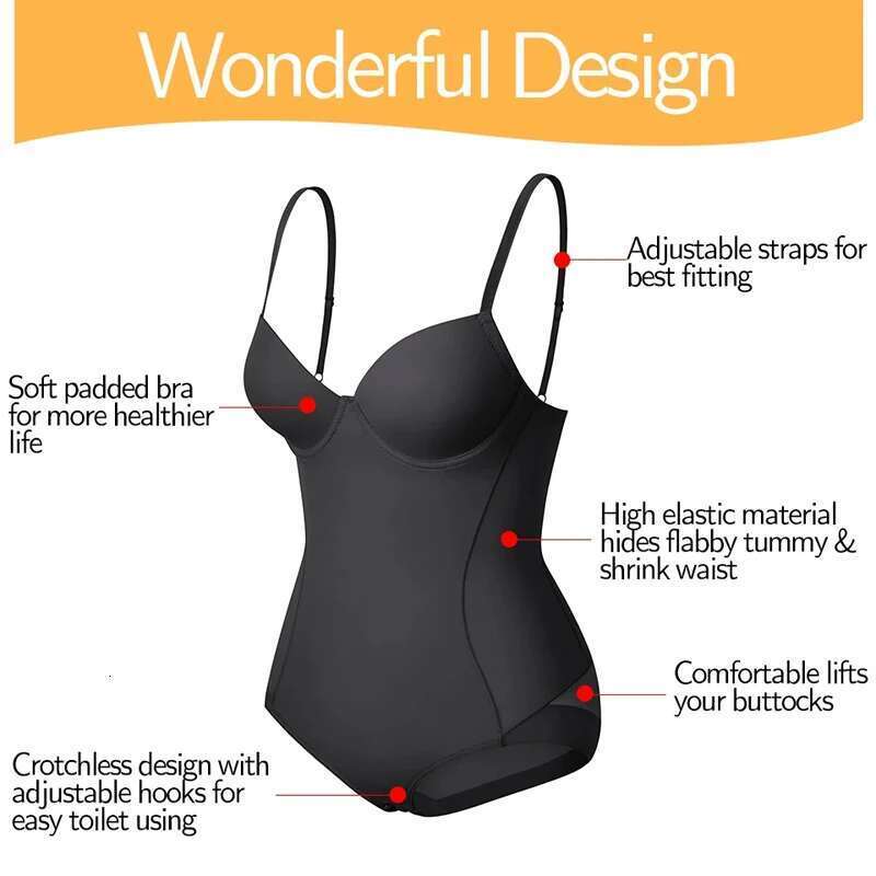 Sexy Women Shapewear Bodysuits Built-In Bra Camisole Tops Waist Trainer Slim Full Body Shaper Gerie With Underwire Cup KLMY