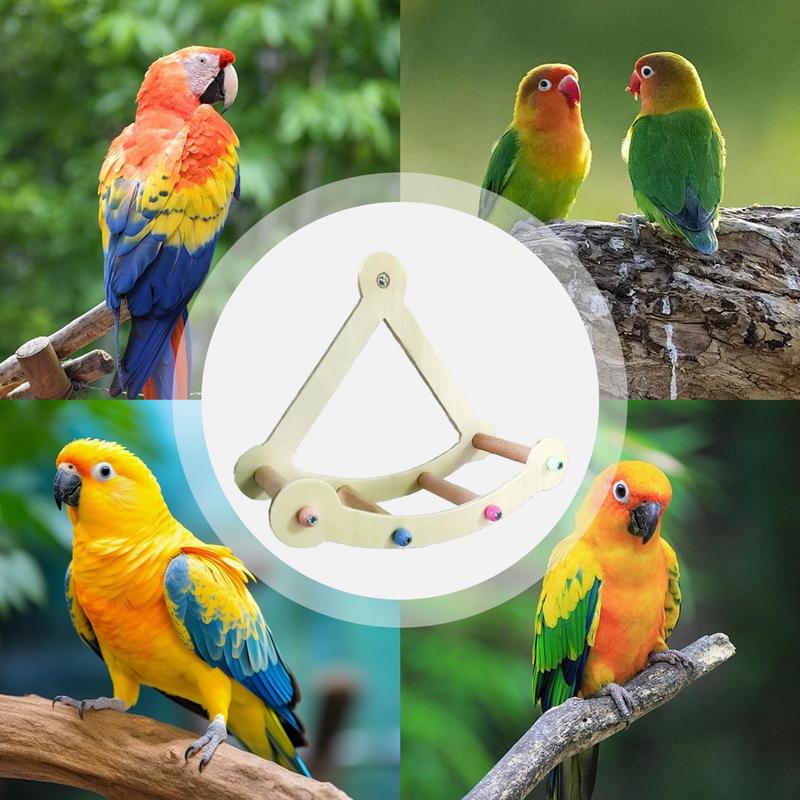 Bird Cage Swing Toy Pirate Ship Wooden Parrot Running Wheel Bird Cage Climbing Toy Resting Perches For Birds Physical Fitness