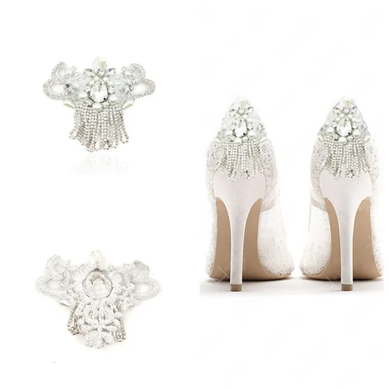 1pc Chain Bridal High Heels Shoes Flower Boots DIY Manual Rhinestone Sandals Decorations Wedding Party Shoes Accessories 250218