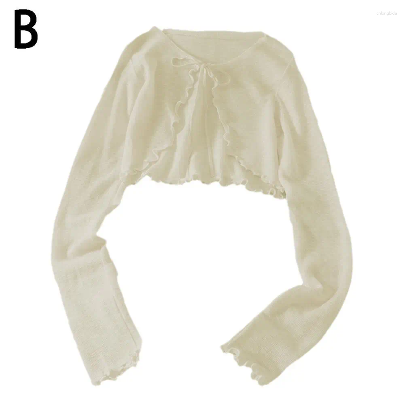 Womens Knits Summer Women Thin Sunscreen Cardigan Lace-up Knitwear Tops Female Korean Style Lantern Sleeve Short Coat Casual Sun Protected