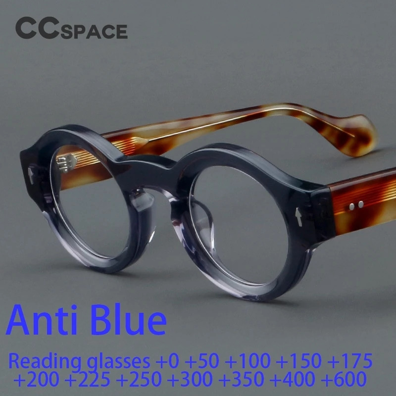 Thick Acetate Round Reading Glasses replicas of Diopter High Quality Rivet Customizable Vision Plus Optical #57359 250303