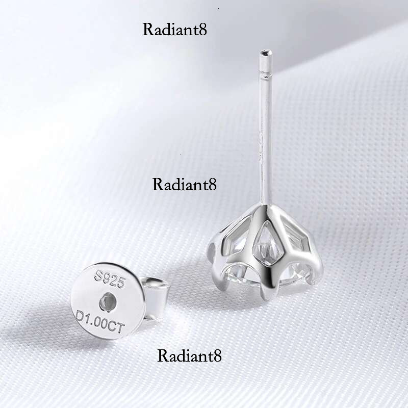Smyoue Certified 0.2-2ct D Color Moissanite Stud Earrings for Women White Gold Sterg Sier Brilliant Lab Dia Earring