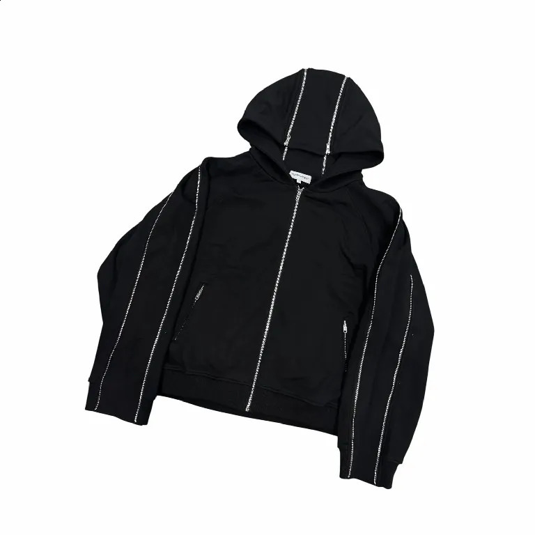 HCW Zipper Hoodie Y2K Clothing Mens Harajuku Hip Hood Design Extra Large Sweatshirt Casual Multi Jacket 250305w