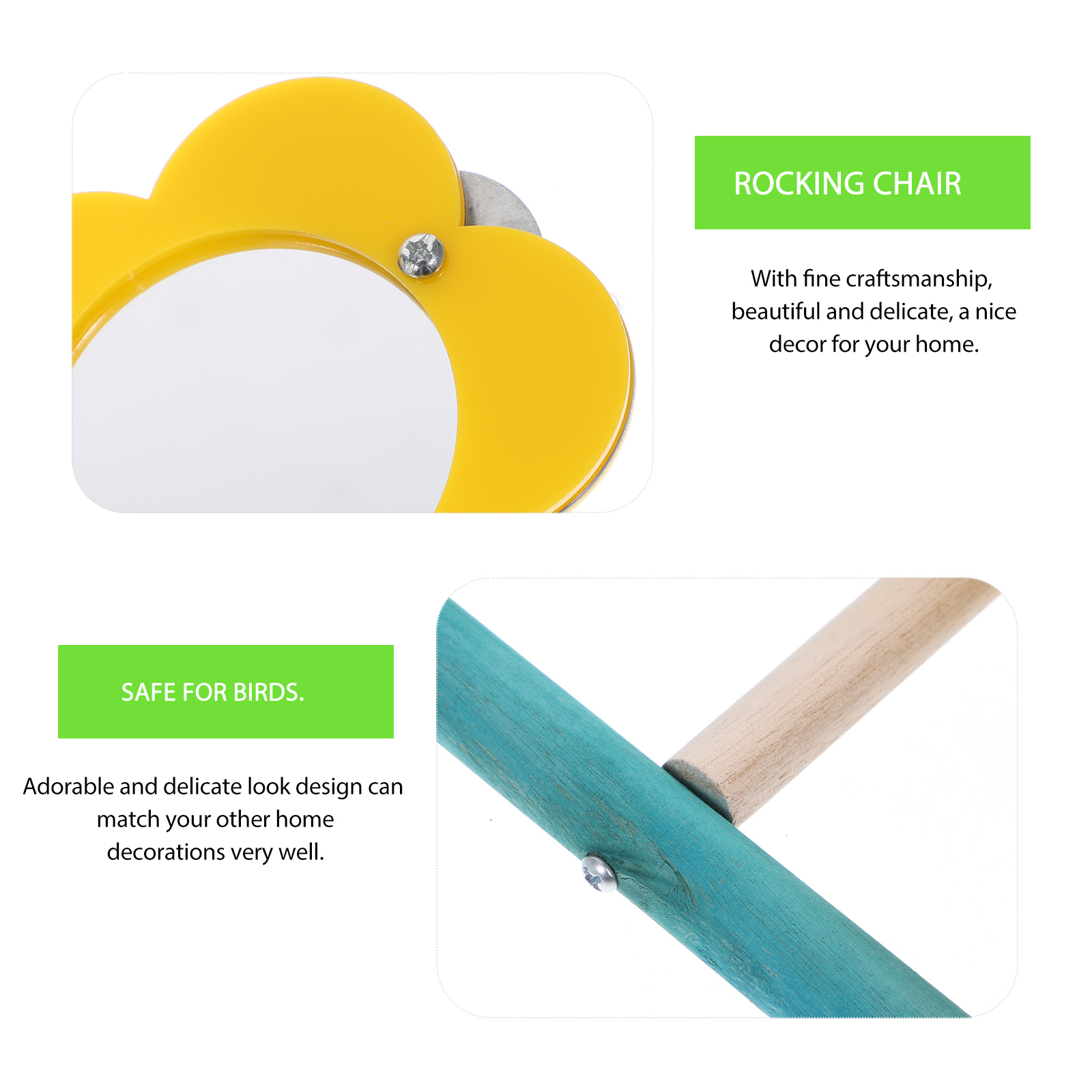 Toy Parrot Standing Stick Perch Decorative Funny Desktop Bird Supplies Yellow Wear-resistant Wooden