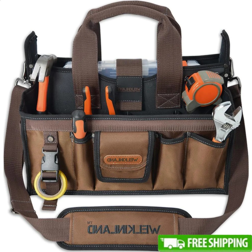 Ship from US Tool Tote Bag 20 Pockets HVAC Tech Electrician ClearBox Organizer HeavyDuty LargeOpening BrightInterior Ballistic 1680D 250305FBB