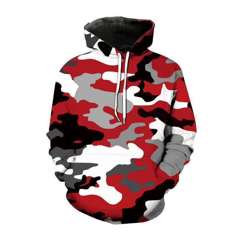Hooded colorful camouflage suit with 3D digital printing men's hoodie