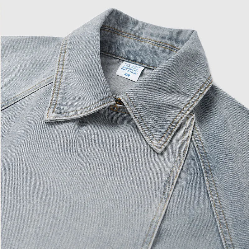 INFLATION Distressed Denim Suit Jacket Unisex Fashionable Loose Fit Casual American Vintage Outerwear Men 250225