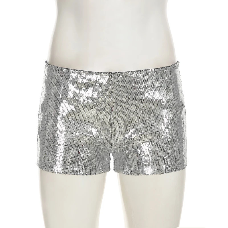 SUCHCUTE Concert Mini Sequined Shorts Fashion Club Party Low Waist Skinny Short Y2K Streetwear Sexy Women Bottom Vacation Outfit 250304