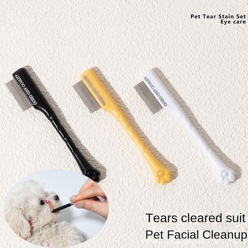 Stainless Steel Pet Facial Cleaning Comb Set Fine Tooth Pet Grooming Dog Hair Repair Scissors Removes Tear Stains Eye-poop