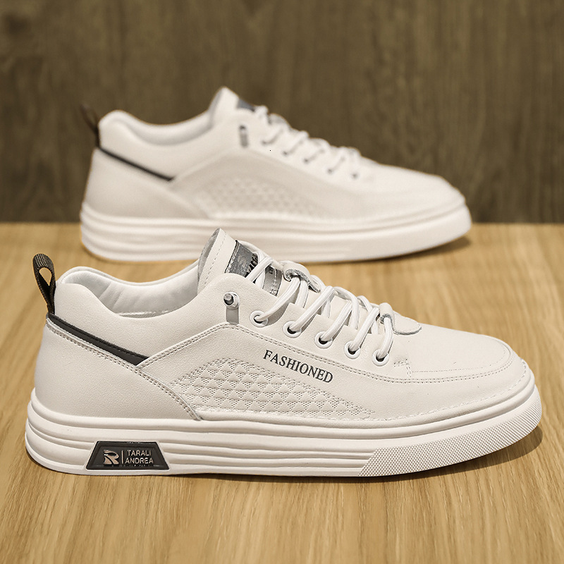 Men's Single Foot Men's Casual 2025 New Spring Collection Flat Shoes Anti slip Waterproof White Leather Shoes Designer Trendy Casual Shoes