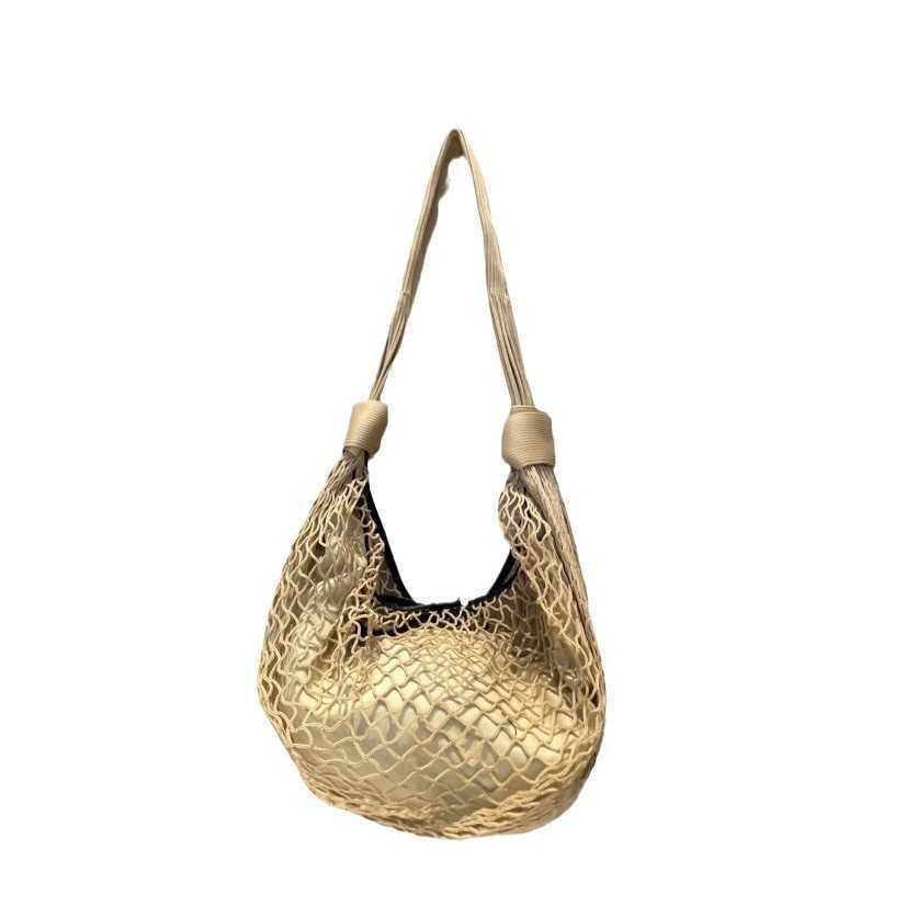 Trendy and Versatile Mesh Bag with Popular Internet Celebrity, Contrasting Color Horn Bag Design, Single Shoulder Crossbody Bag 250315