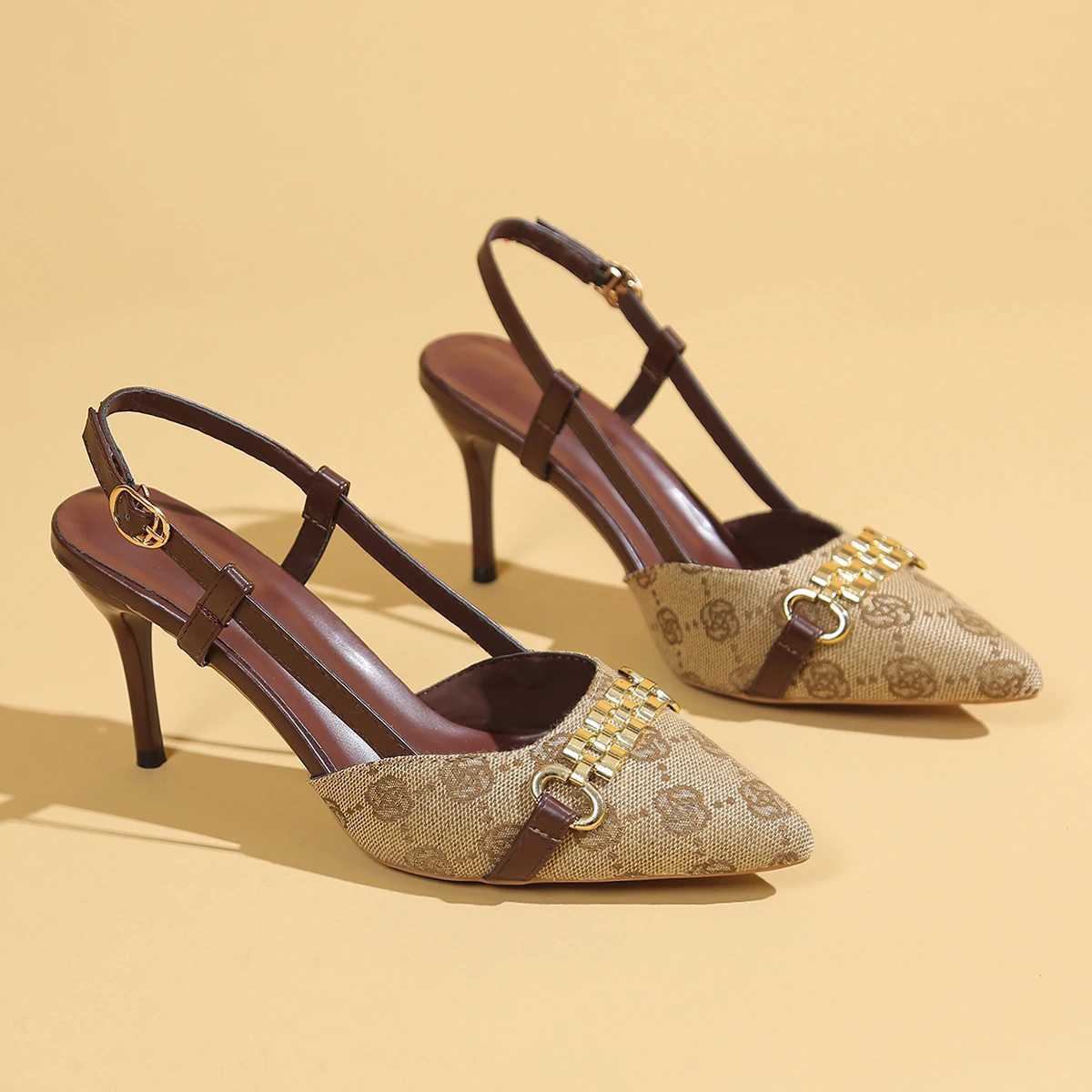 2025 Womens Pointed Toe Slingback High H Spring Luxury Sexy Party Punk Gothic High H Womens Shoes Y250304