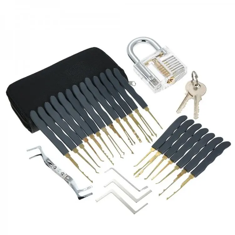 Locksmith Pick Training Kit Transparent Padlock Door Lock Opener Professional Hand Tools Lock Picking Keys Hooks Remover Set