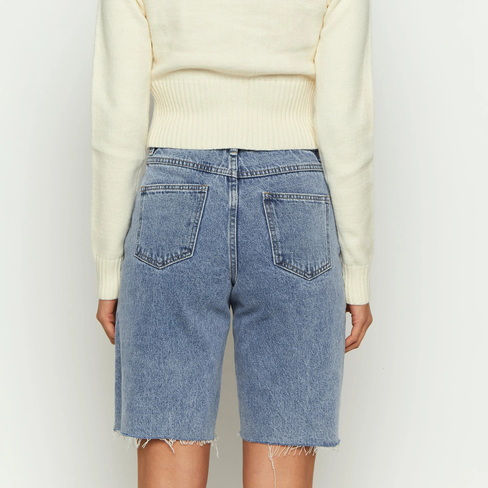 Imcute Women Y2K Baggy Jorts Jean Shorts Retro High Waisted Raw Hem Carpenter Long Shorts Straight Leg Cropped Denim Pants 250304