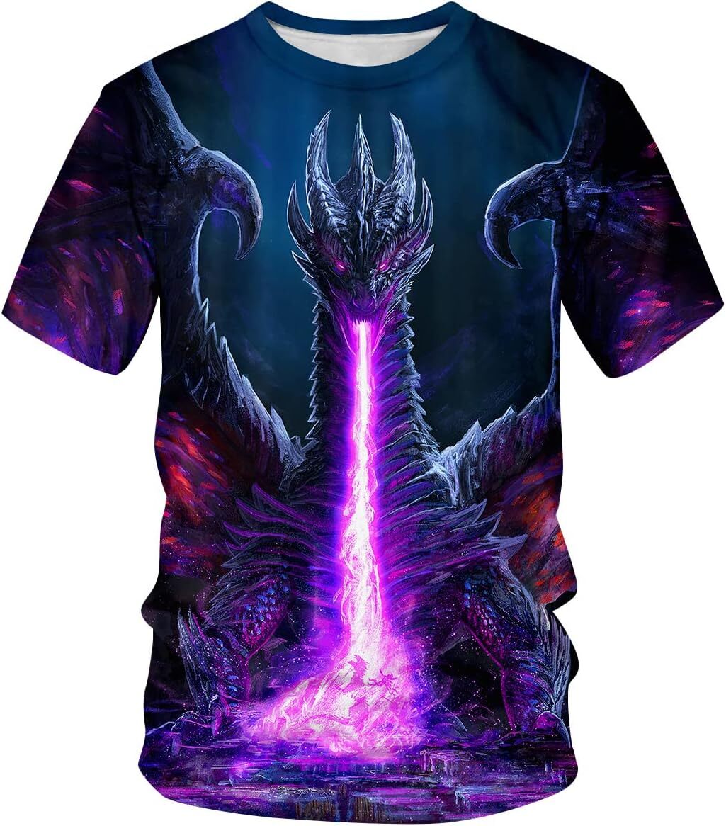 Mens T shirt Cool Graphic T-Shirts 3D Print Dragon Novelty Fashion Tshirt for Mens tee Casual tops summer clothes animal print